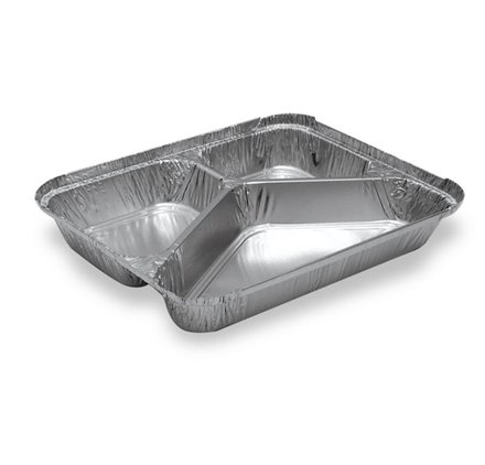 Pack 100 uni. Forma de aluminio retangular 360ml 230ml 170ml tripla divisória