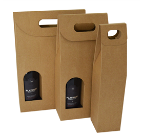 Caja para botella kraft para 1 2 o 3 botellas 