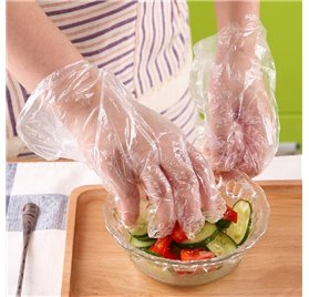 Luvas descartaveis em plástico cx100