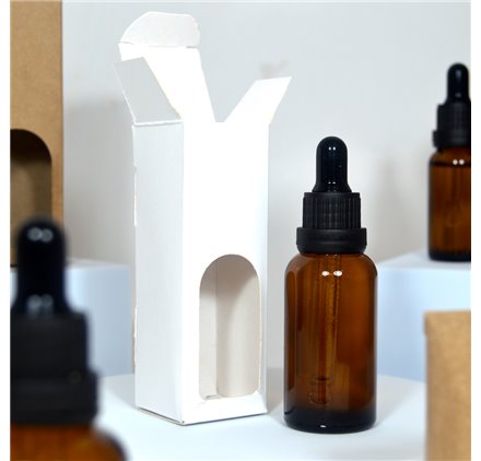 Caixa frasco ambar 30ml branco