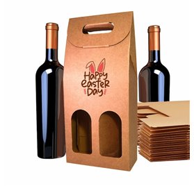 Estuches de vino en carton 2 botellas Kraft EasterParade