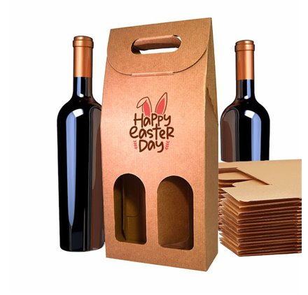 Estuches de vino en carton 2 botellas Kraft EasterParade