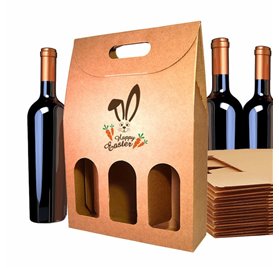Estuches de vino en carton 3 botellas Kraft Bunny Trail