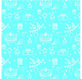 Papel de Embrulho 70cm Aqua Birthday Bliss