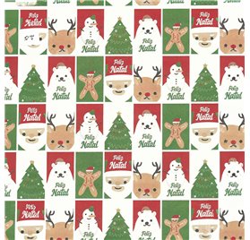 Papel de Embrulho 70cm Christmas Patchwork
