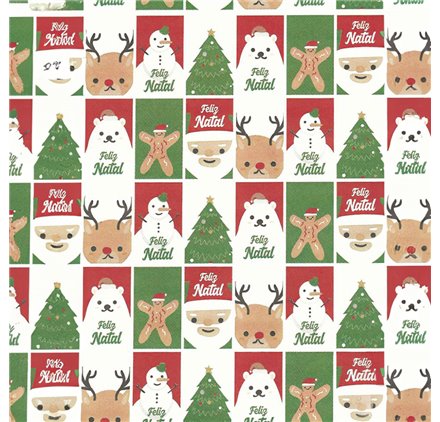 Papel de Embrulho 70cm Santa's Festive Gathering