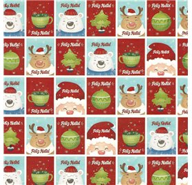 Papel de Embrulho 70cm Santa's Blocks