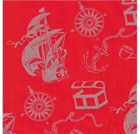 Papel de Embrulho 70cm Marítimo Vermelho