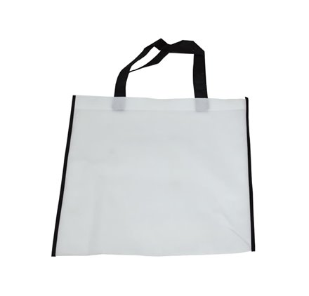 Sac TNT blanc petite anse à rayures 35x40cm