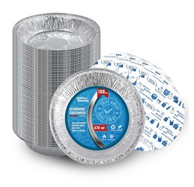 Forma de aluminio c/tampa Redonda 185x41mm 670ml with lid