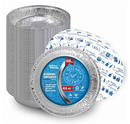 Bandejas de aluminio c/tampa Redonda 850ml con tapa
