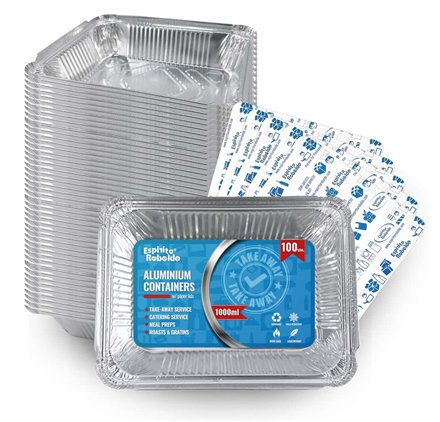 Barquette en aluminium Rebelde To Go 1000ml avec couvercle