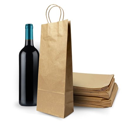 Sacs Kraft pour 1 Bouteille 14x9x39cm 