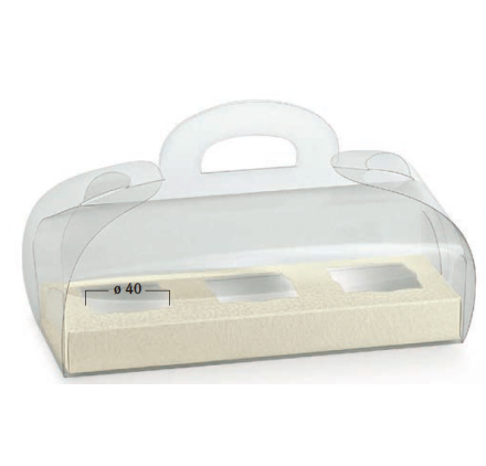 Caixa transparente 185x60x80mm com fundo pele branco