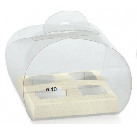 Caixa transparente 120x120x100mm com fundo pele branco