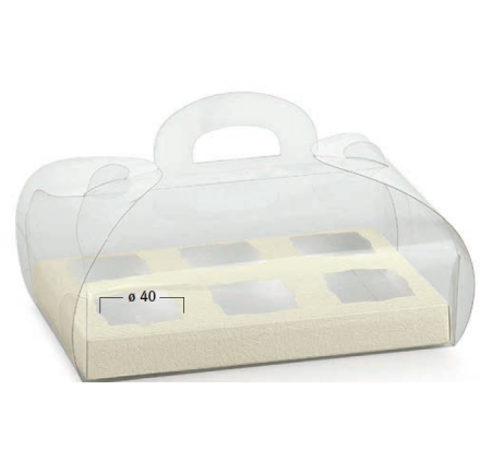 Caixa transparente 185x120x80mm com fundo pele branco