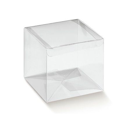 Caja Transparente de Acetato con Fondo Automático 80x80x80mm