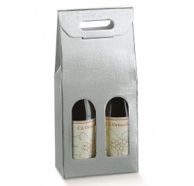 Caixa Cartão 2 Garrafas Seta Prata