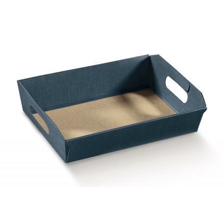 CESTO incollato juta blu 310x220x90